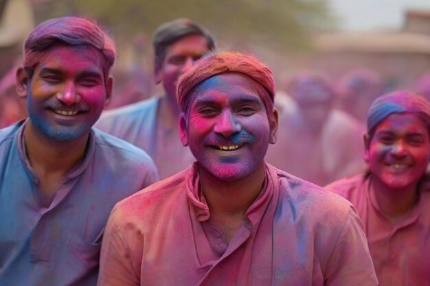 visão parcial de jovens segurando pó colorido nas mãos no festival de Holi