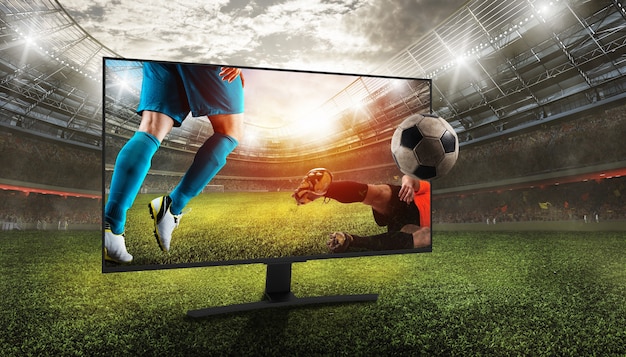 Visão realista de um jogo de futebol por meio de programas de televisão