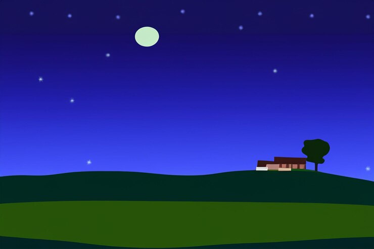 Foto visão rural vetorial à noite