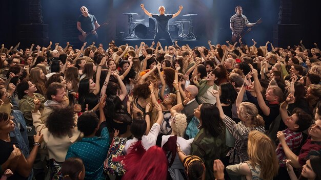 Foto visão traseira de uma multidão aplaudindo em um concerto este conceito foi criado para o único propósito deste pho