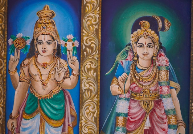 Vishnu y padma diosa pintura colorida imagen 08March2023 Vrindavan Uttar Pradesh 281121