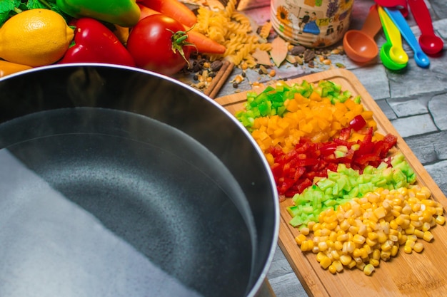 Foto visión en ángulo alto de los alimentos