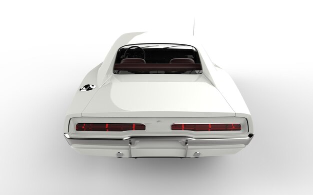 Visión de la luz trasera del automóvil retro blanco aislada sobre un fondo blanco