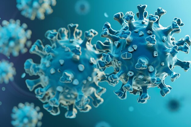 Visión microscópica de un virus de alto detalle d render digital