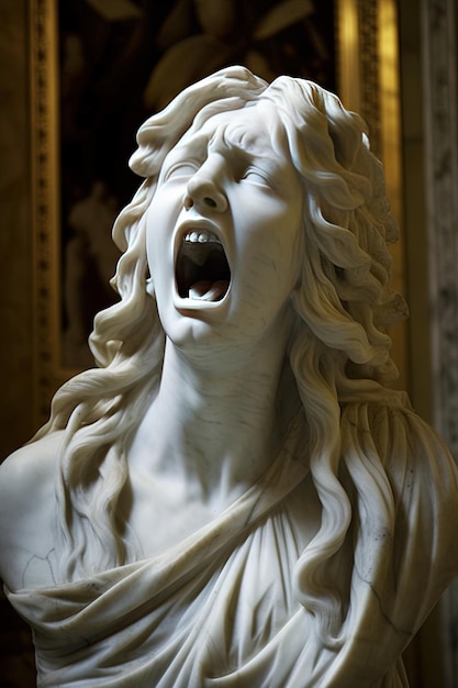 Visionen der Angst des neoklassischen Expressionismus in der Statue eines schreienden Mädchens