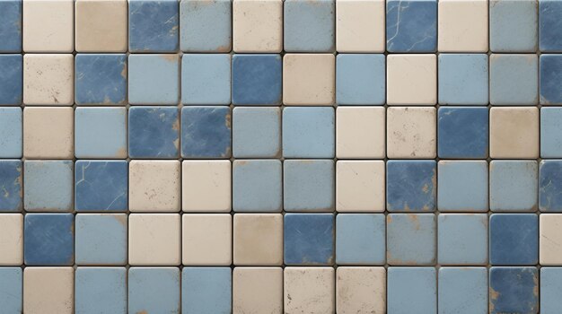 Visiones antiguas azul beige mosaico geométrico azulejos