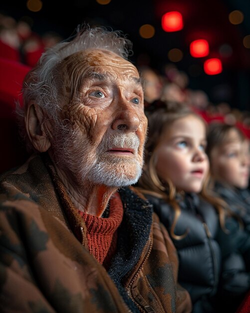 Foto una visita al teatro local con papel tapiz en vivo