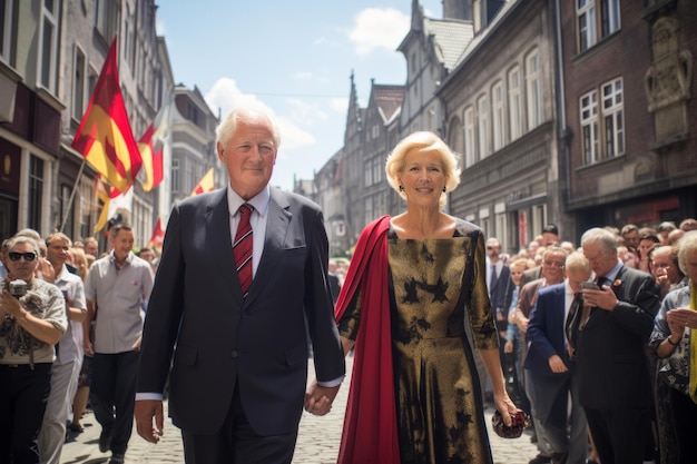 Foto visita real o rei alberto ii e a rainha paola da bélgica recebem uma calorosa recepção em gante