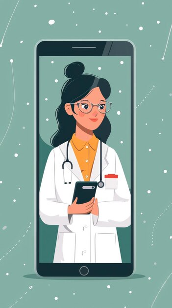 Visita virtual ao médico em estilo plano