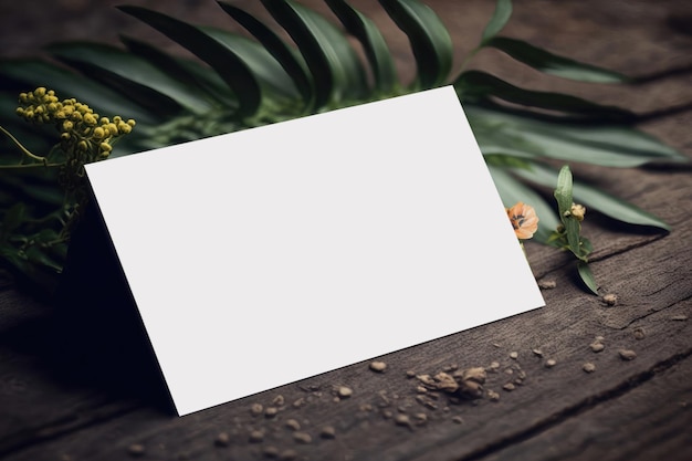 Foto visitenkartenlayout auf botanischem hintergrund mit blättern ai-generierung