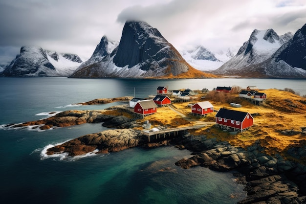 Visões das ilhas Lofoten, na Noruega, geradas