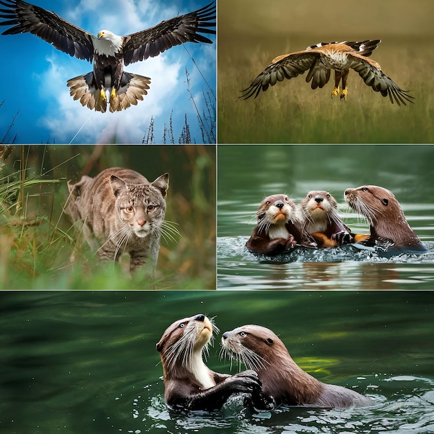 Visões do fascinante mundo da vida selvagem dos animais em seus habitats naturais