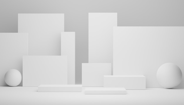 Visor de pódio 3d em branco na cor de mármore branco para o produto presente e maquete