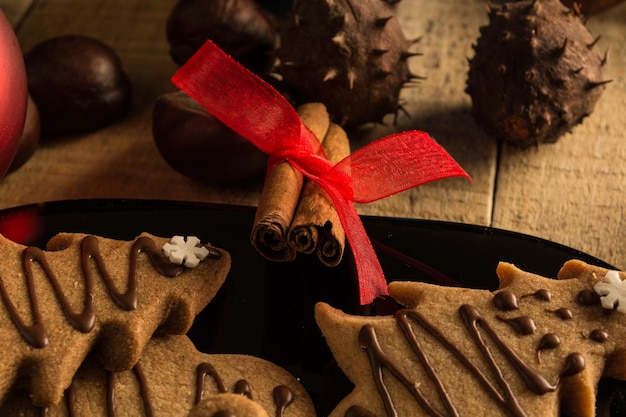 Foto la víspera de navidad con galletas