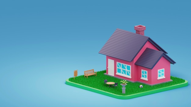 Vista en 3D de la casa con espacio para copiar