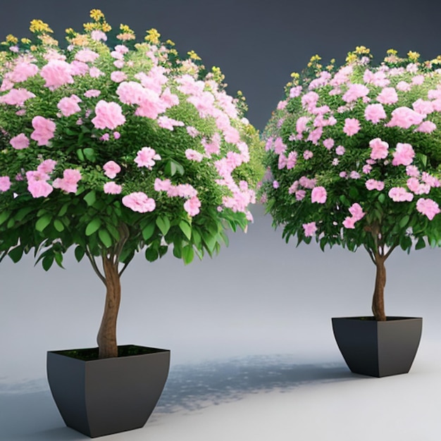 vista 3d de flores florecientes