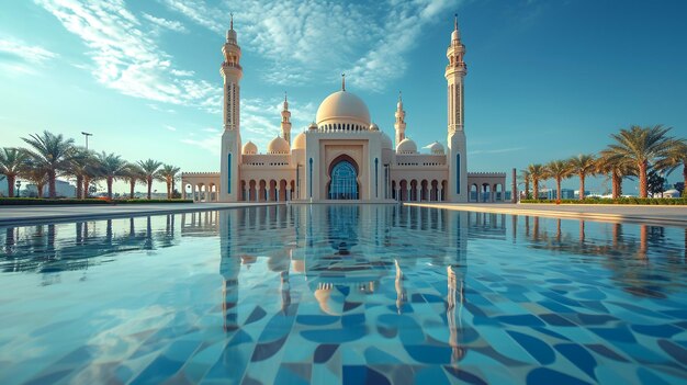 Vista à noite da Mesquita Sheikh Zayed de Abu Dhabi