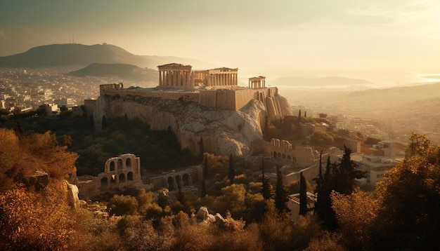 Una vista de la acrópolis de atenas