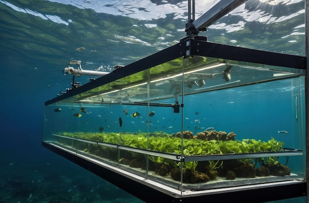 Foto vista del acuario bajo el agua