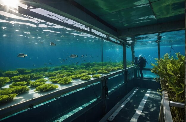 Foto vista del acuario bajo el agua