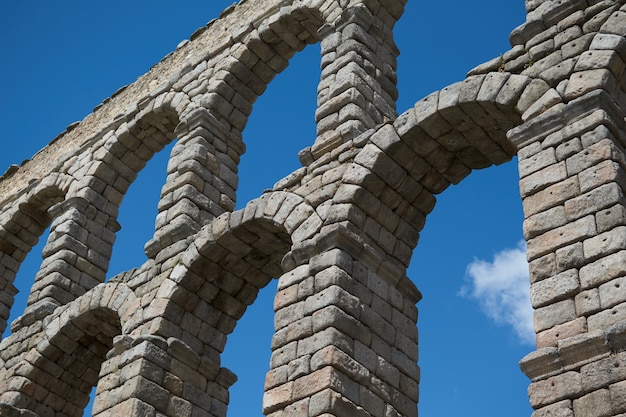 Vista del acueducto de Segovia, España.