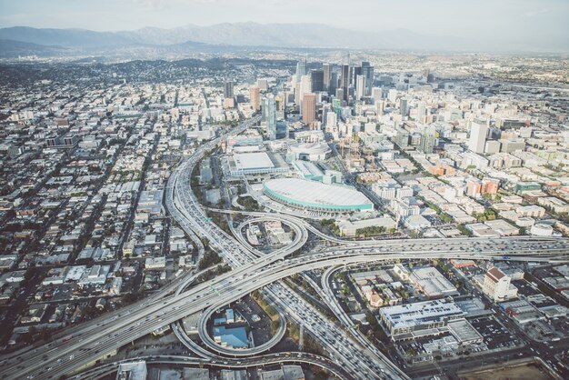 Vista aérea de los angeles desde helicóptero