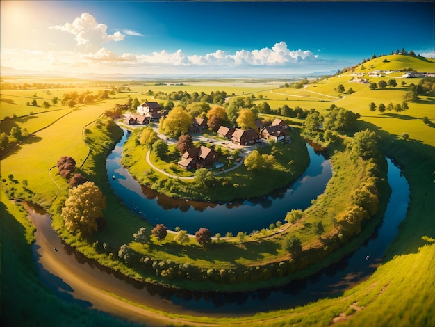 Vista aérea del área rural generada ai