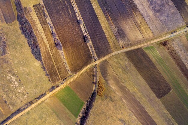 Foto vista aérea de arriba de un campo de cultivo arado