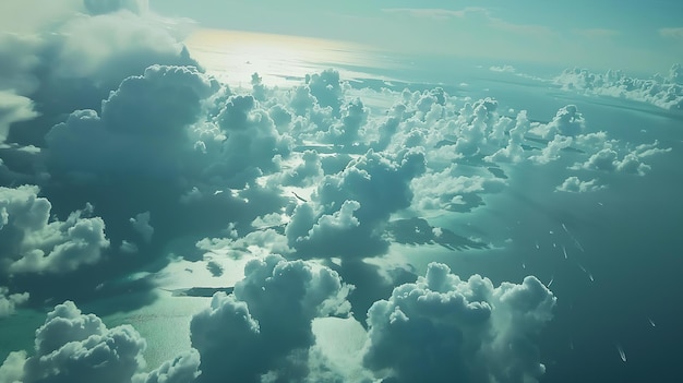 Vista aérea de los atolones en las Maldivas archipiélagos en el Océano Índico con cielo nublado IA generativa