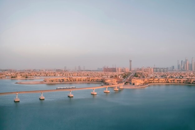 Vista aérea autêntica panorâmica de dubai