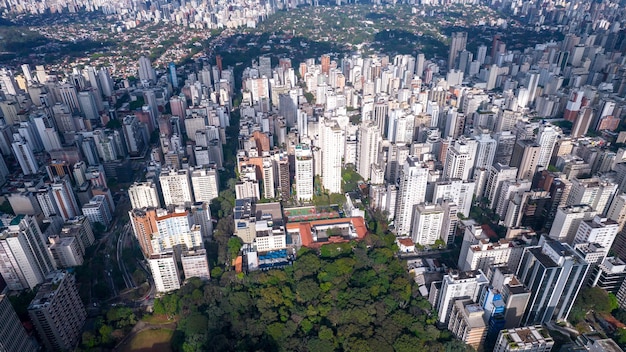 Vista aérea de la Av. Paulista en Sao Paulo, SP. Avenida principal de la capital