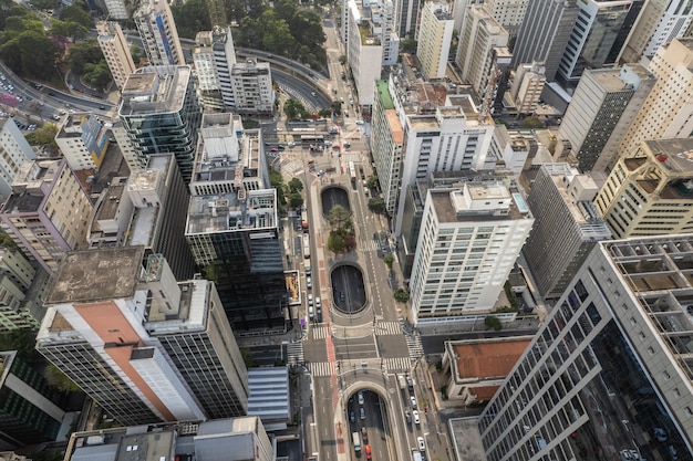 Vista aérea de la Avenida Paulista Avenida Paulista en la ciudad de Sao Paulo Brasil