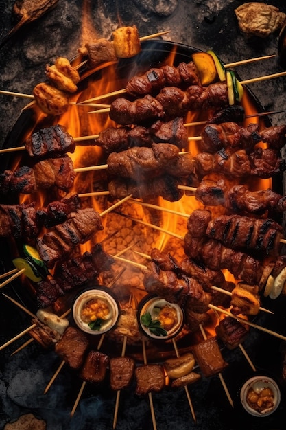 Una vista aérea de una barbacoa de churrasco brasileño