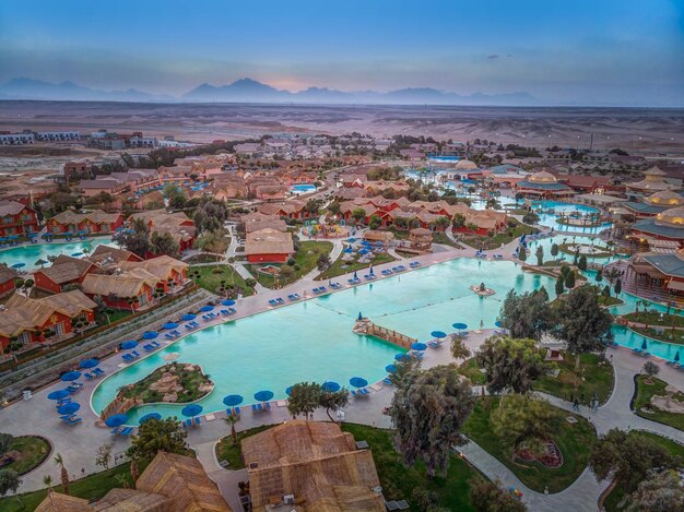 Foto vista aérea de la belleza del lugar en hurghada