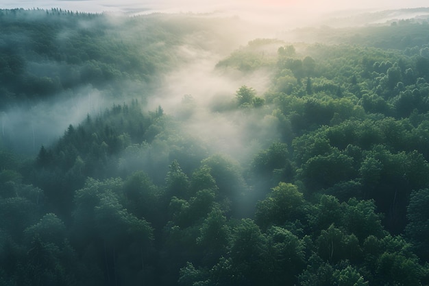 Vista aérea del bosque de niebla