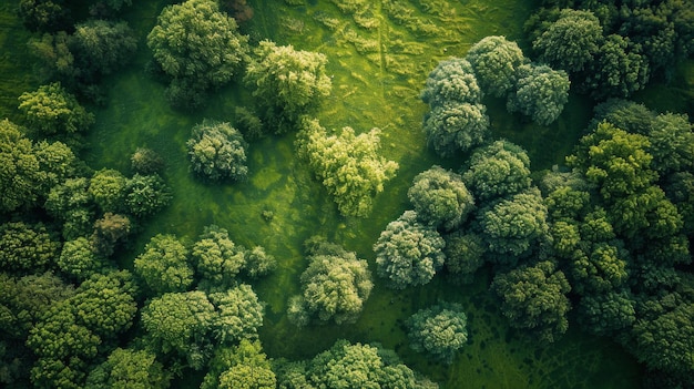 Vista aérea de un bosque verde y exuberante