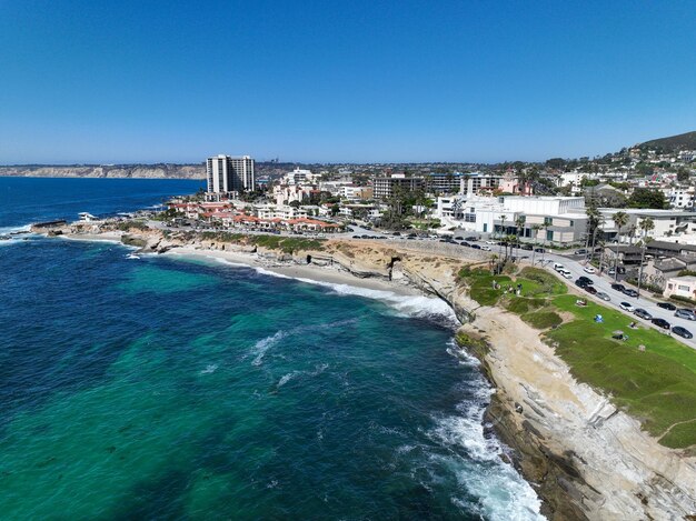 Vista aérea de la cala y la playa de la jolla en destino de viaje de san diego california en estados unidos