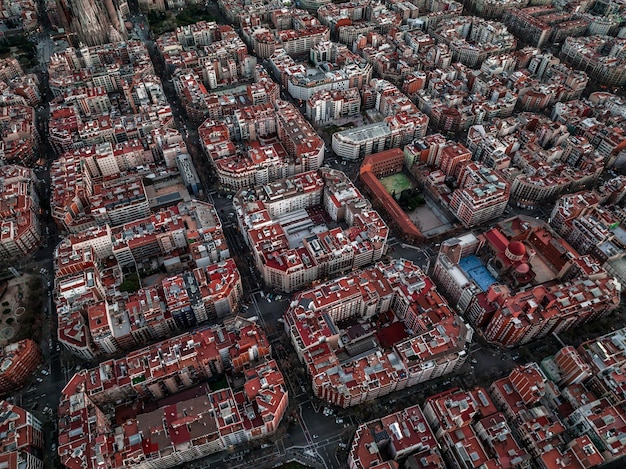 Foto vista aérea de la calle barcelona con hermosos patrones en españa