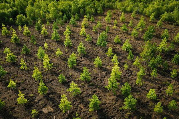 una vista aérea de un campo de árboles