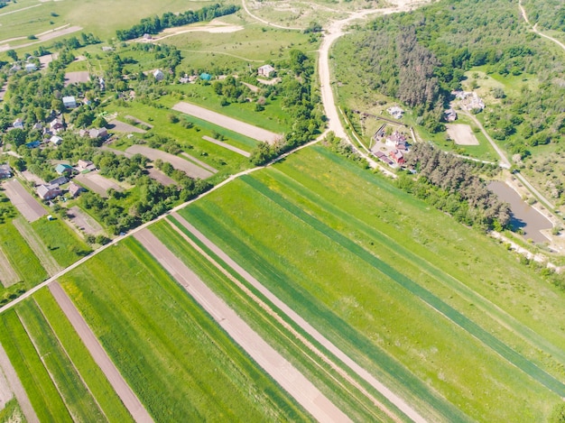 Vista aérea de campos de cultivo