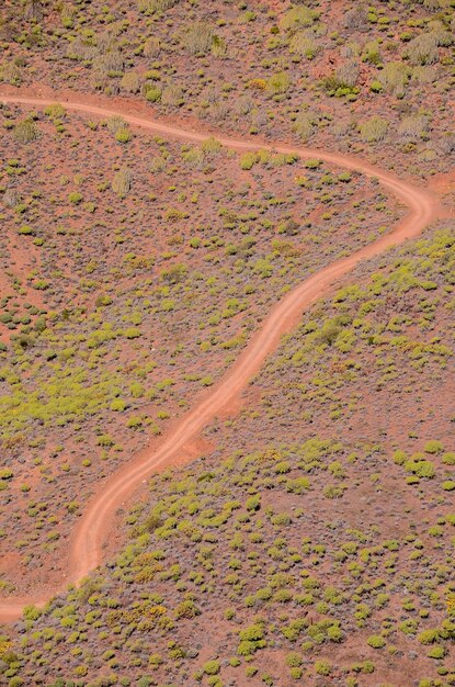 Vista aérea de una carretera del desierto