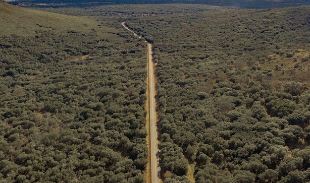 Foto vista aérea de la carretera de drones