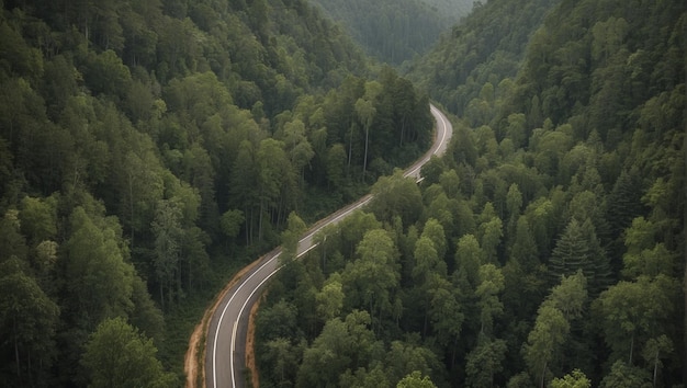 Vista aérea de una carretera en medio del bosque