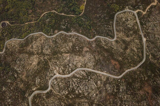 Foto vista aérea de la carretera