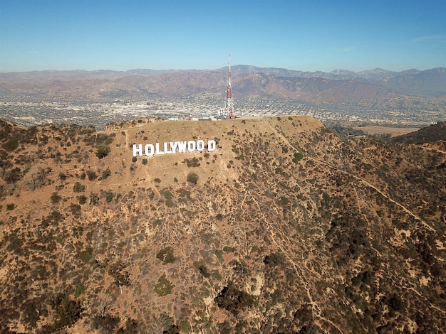 Vista aérea del cartel de Hollywood California EE.UU.