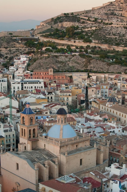 Vista aérea del casco antiguo de Alicante Costa Blanca España