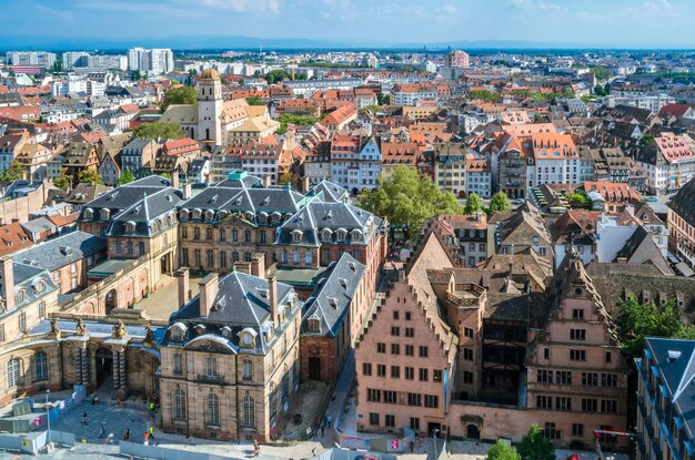 Vista aérea del casco antiguo de Estrasburgo Alsacia Francia