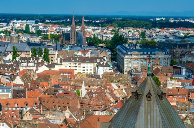 Vista aérea del casco antiguo de Estrasburgo Alsacia Francia