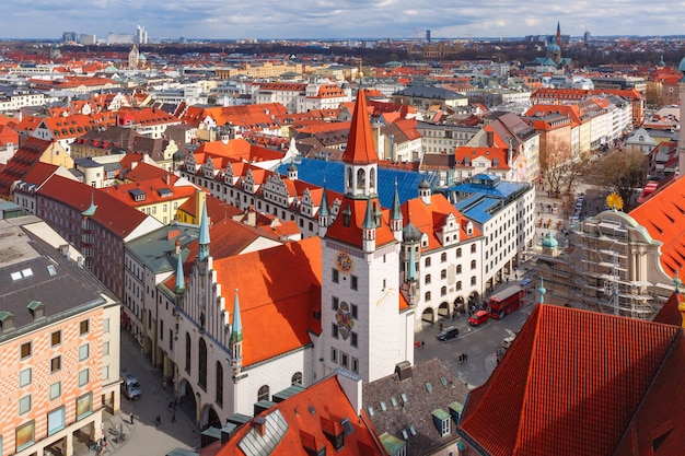 Vista aérea del casco antiguo, Munich, Alemania.