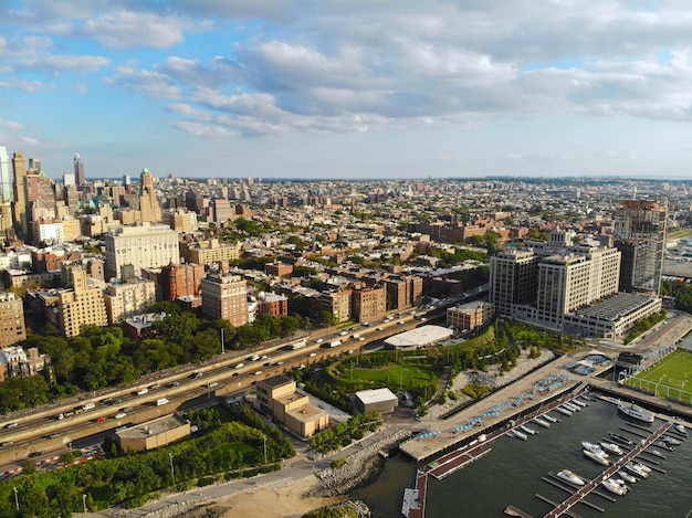 Vista aérea del centro de Brooklyn, Nueva York, EE.UU.